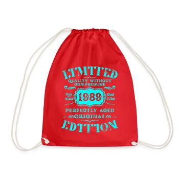 Geburtstag 1989 Limited Edition Geschenk Used Cool - Turnbeutel - Rot - Vorne