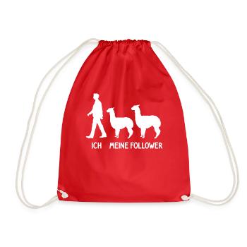 Ich Meine Follower Alpaka Liebhaber Lama Lover - Turnbeutel - Rot - Vorne