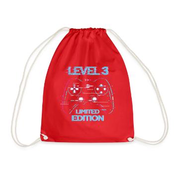 Birthday Level 3 Gaming Limited Edition Gift - Drawstring Bag - red - Front