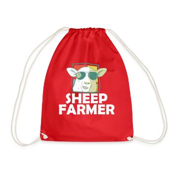Retro Schaf Bauer Sonnenbrille Landwirtschaft - Turnbeutel - Rot - Vorne