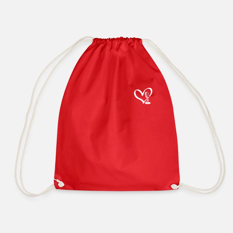Podcast Heart Podcast Podcaster Podcast Host Podca - Drawstring Bag - red