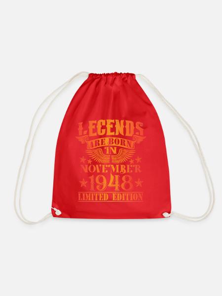Birthday November 1948 Limited Edition Vintage - Drawstring Bag - red
