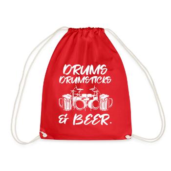 Drums, Drumsticks & Beer - Drum Player Drummer - Turnbeutel - Rot - Vorne