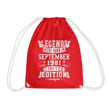 Birthday September 1981 year Limited Edition - Drawstring Bag - red - Front