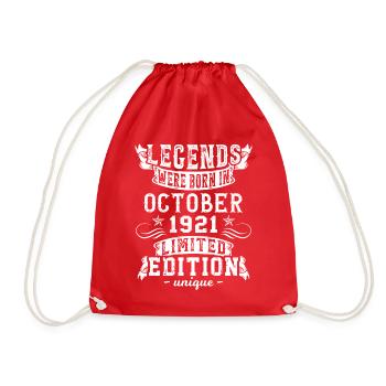 Birthday: October 1921 year, Limited Edition - Drawstring Bag - red - Front