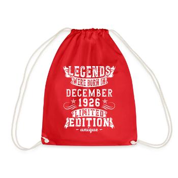 Birthday: December 1926 year, Limited Edition - Drawstring Bag - red - Front