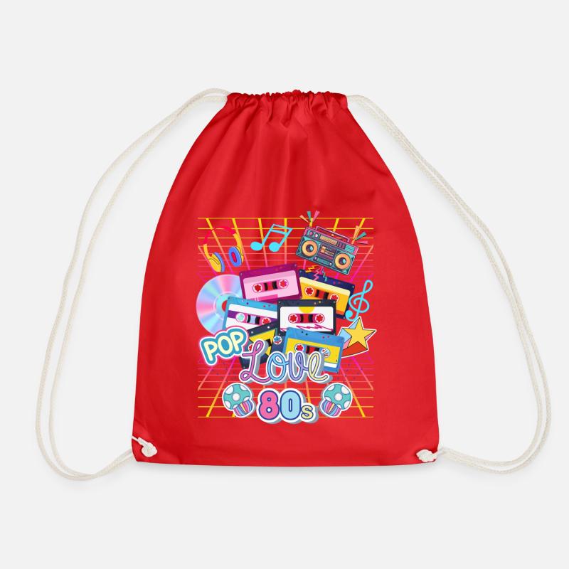 1980S MUSIC LOVERS - Drawstring Bag - red