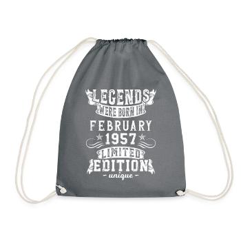 Birthday: February 1957 year, Limited Edition - Drawstring Bag - grey - Front