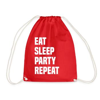 Eat Sleep Party Repeat - Drawstring Bag - red - Front