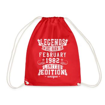 Birthday February 1982 year Limited Edition - Drawstring Bag - red - Front