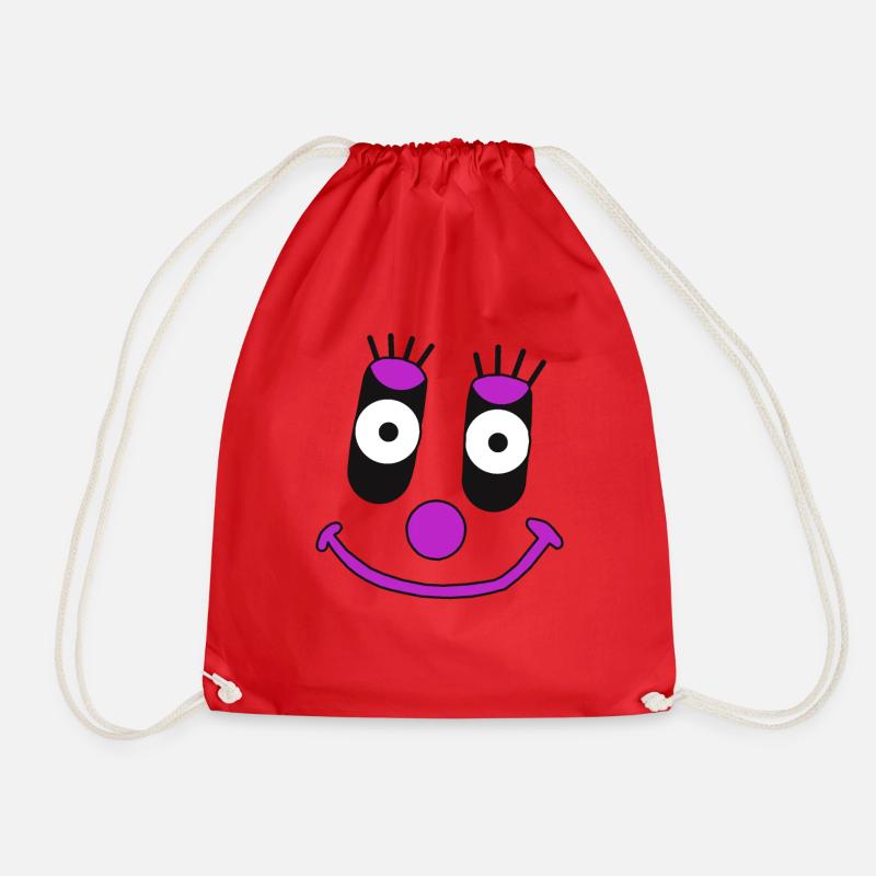 feelings, emotions, face, friendly, cute clown - Drawstring Bag - red