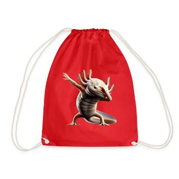Dabbing Axolotl Animal Animal Lover Cool Motif Dab - Drawstring Bag - red - Front