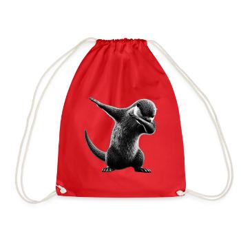 Funny Dabbing Otter Dance Animal Lover Dab - Drawstring Bag - red - Front