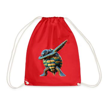 Drôle Dabbing Tortue de mer Amoureux des animaux - Sac de sport léger - rouge - Devant