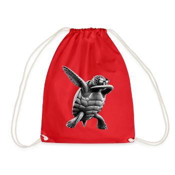 Drôle Dabbing Tortue de mer Amoureux des animaux - Sac de sport léger - rouge - Devant