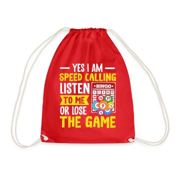 Speed Calling Bingo Caller Funny Gambling Bingo - Drawstring Bag - red - Front