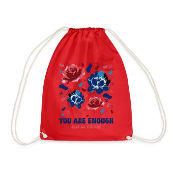 You Are Enough Just as You Are Floral Inspiration - Drawstring Bag - red - Front