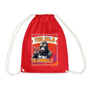 Zu wild, um mit coolem Gorilla-Vintage-Stil fertig zu werden - Turnbeutel - Rot - Vorne