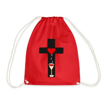 Kreuz Kreuze Kruzifix Horror Halloween - Turnbeutel - Rot - Vorne