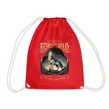 Echo of the Wild | Howling Wolf & Freedom - Drawstring Bag - red - Front