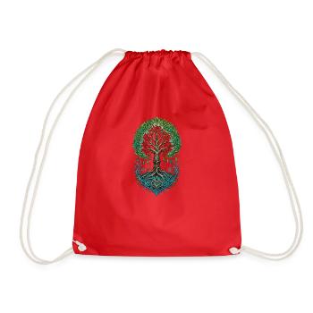 Ornate Tree of Life Growth - Drawstring Bag - red - Front