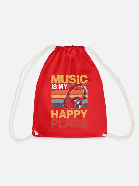 Music My Happy Place Musik Liebhaber DJ Kopfhörer - Turnbeutel - Rot
