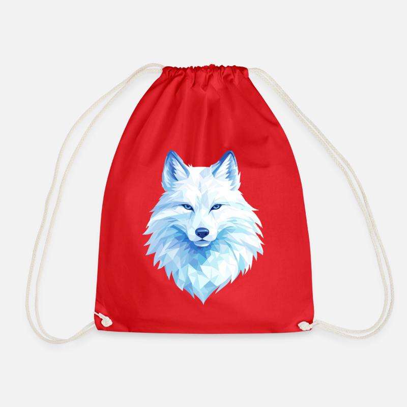 Polygon Wolf Eis Blau– Modern Art - Drawstring Bag - red