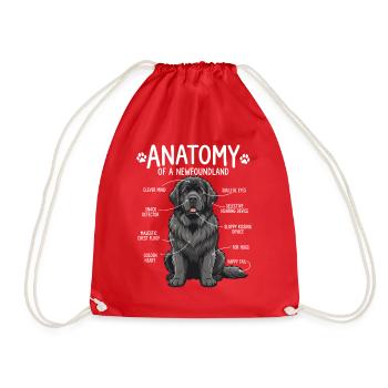 Anatomie eines Neufundländers – Newfie Papa Newfie Mama - Turnbeutel - Rot - Vorne