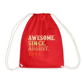 August 1962 - 60th birthday gift. Awesome. - Drawstring Bag - red - Front