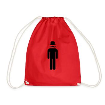 Man Beard Hat Icon - Gentleman - Drawstring Bag - red - Front