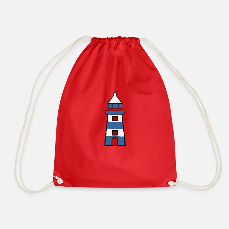 Lighthouse - red blue design - Drawstring Bag - red