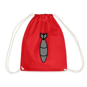 bombard bombardment drop off bomber atombomb - Drawstring Bag - red - Front