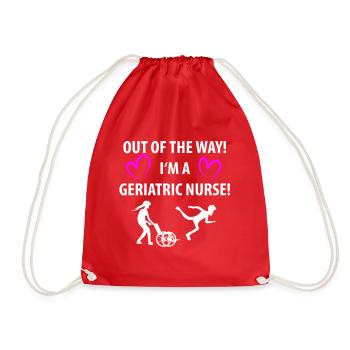 Elderly nurse care for the elderly - Drawstring Bag - red - Front