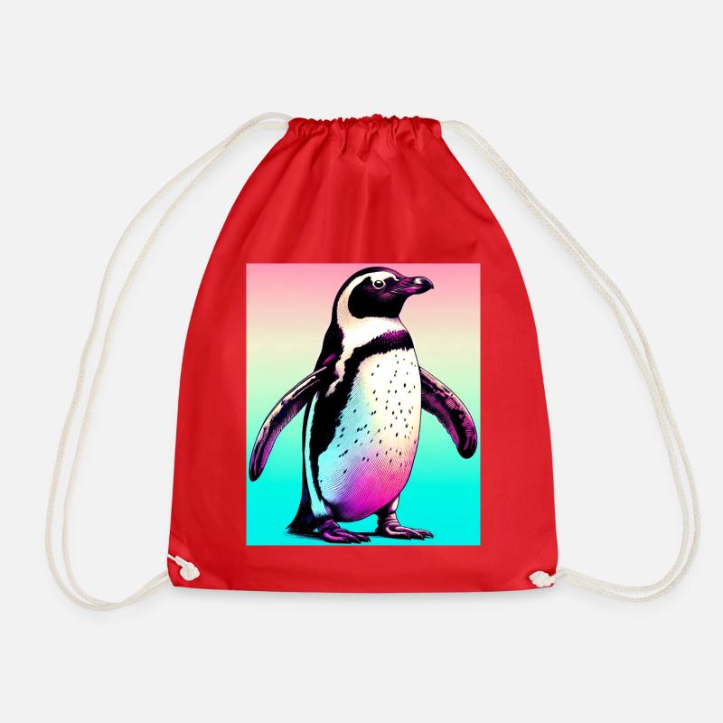 penguin - Drawstring Bag - red