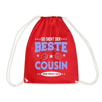 Beste Cousin der Welt Familie Family T-Shirt Fun - Turnbeutel - Rot - Vorne