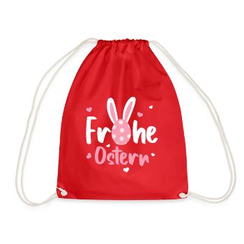 Frohe Ostern - Turnbeutel - Rot - Vorne