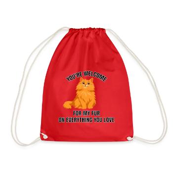 "You're welcome for my fur" Katzenliebe - Turnbeutel - Rot - Vorne