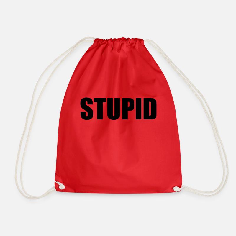 Stupid - black - Drawstring Bag - red