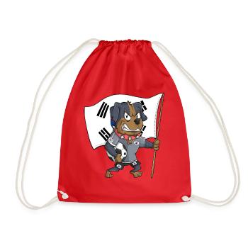 South Korean Fan Dog - Drawstring Bag - red - Front