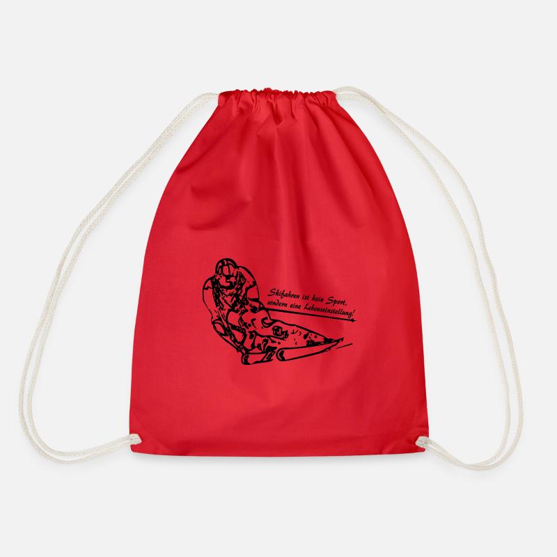 Skiing is a way of life! - Drawstring Bag - red