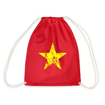 Vietnam Flag Flag - yellow star used look - Drawstring Bag - red - Back
