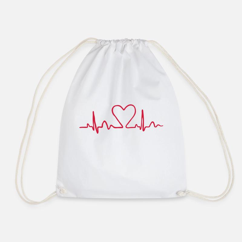 Heart-shaped curve - Drawstring Bag - white