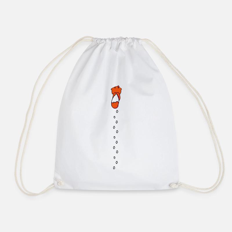 Fox with tracks - Drawstring Bag - white