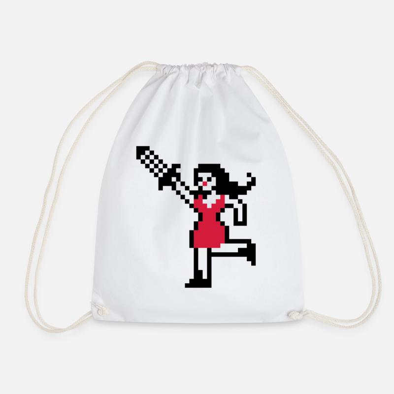 Pixel Girl mit Schwert - Turnbeutel - Weiß