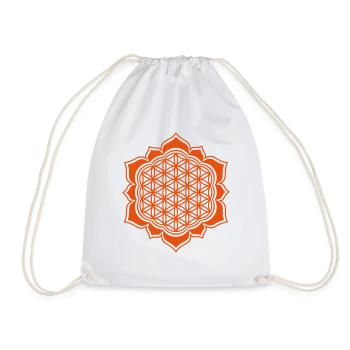 Blume des Lebens, Lotus, 23 Motiv Farben, Yoga, Om - Turnbeutel - Weiß - Vorne