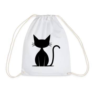 Black Cat – Halloween Silhouette - Drawstring Bag - white - Front