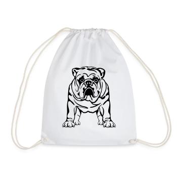 Englische Bulldogge extra für helle Untergründe - Turnbeutel - Weiß - Vorne