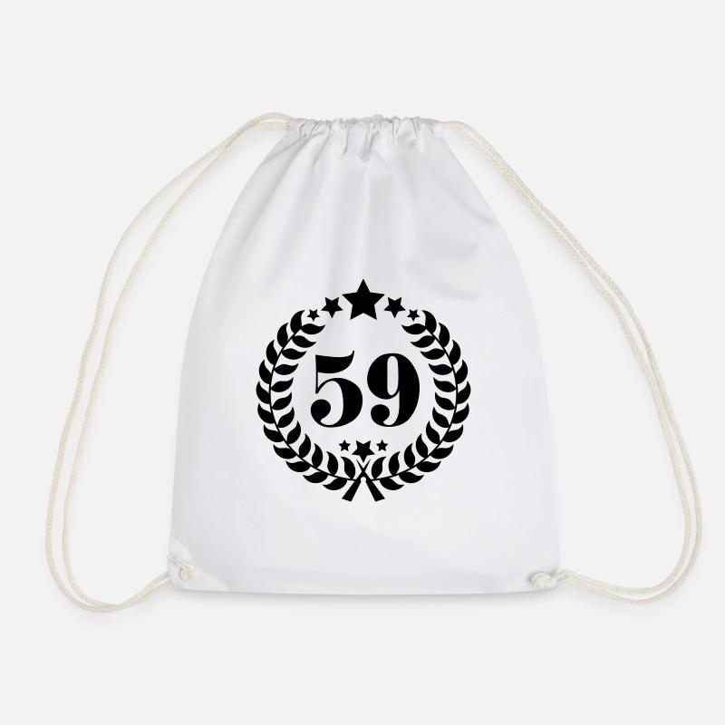 59th Birthday Wreath - Anniversary Wreath - Drawstring Bag - white
