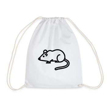 Black Mouse Outline Icon – Perfect for Animal Love - Drawstring Bag - white - Front