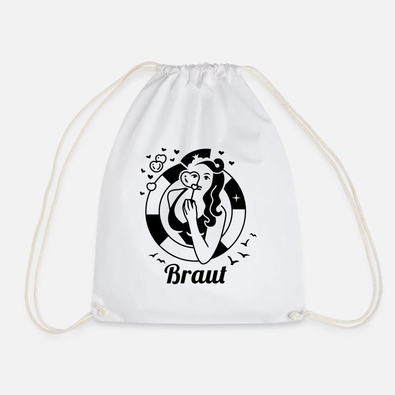 Braut - Crew - Team - maritim - JGA - Hochzeit -1C - Turnbeutel - Weiß
